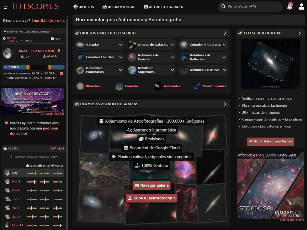 telescopius, herramienta de planificación astrofotografía